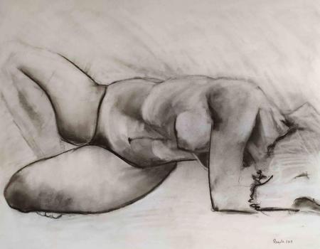 Dessin au fusaind'après modèle vivant