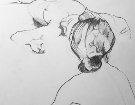 Dessin au crayon d'aprés modèle vivant